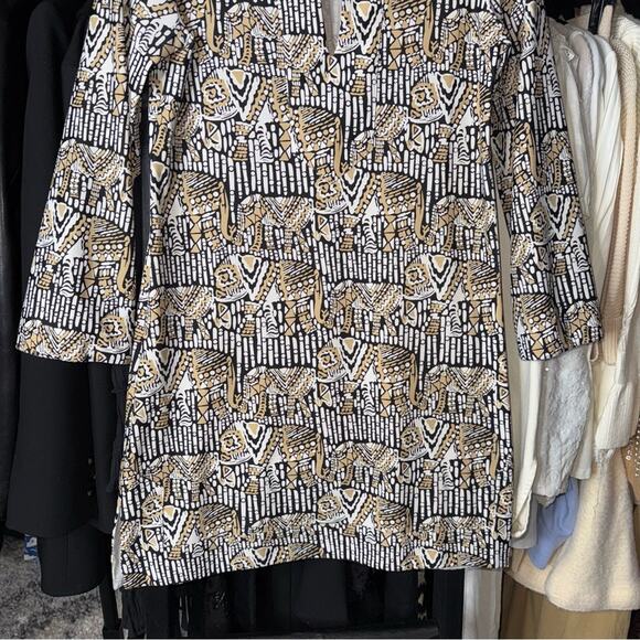 Jude Connally Chris Tunic Dress Elephant Print, Black Cream White - Picture 4 of 10